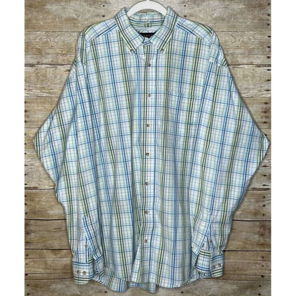 ARIAT CASUAL WESTERN RODEO RANCH WEAR PLAID BUTTON DOWN EVERYDAY SHIRT SIZE XXL